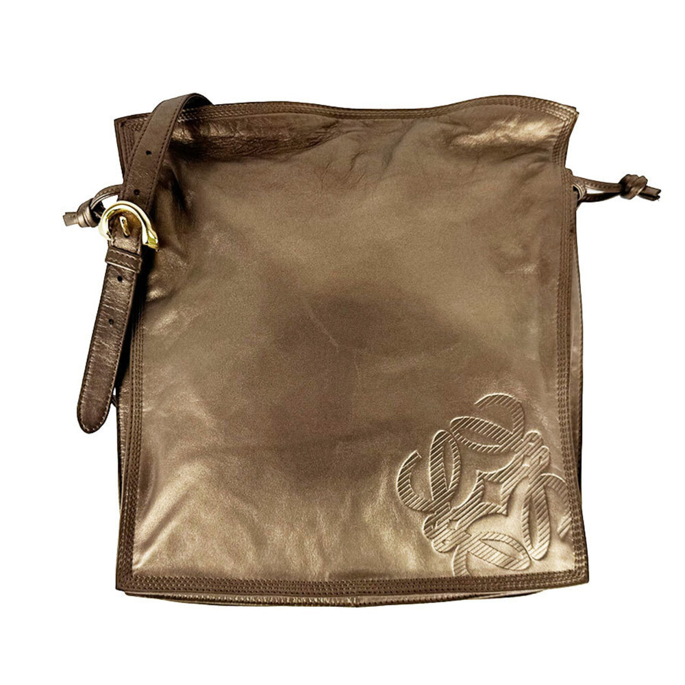 Loewe LOEWE Shoulder Bag Anagram Leather Metallic Brown Women's z11097